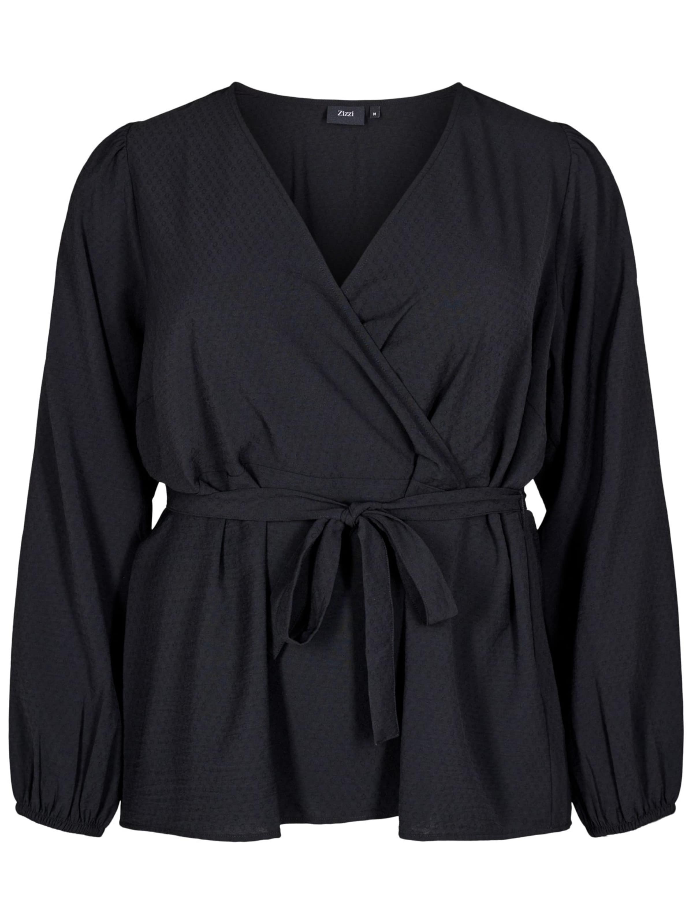 Zizzi Bluse 'RUTH' in Schwarz: Vorderseite