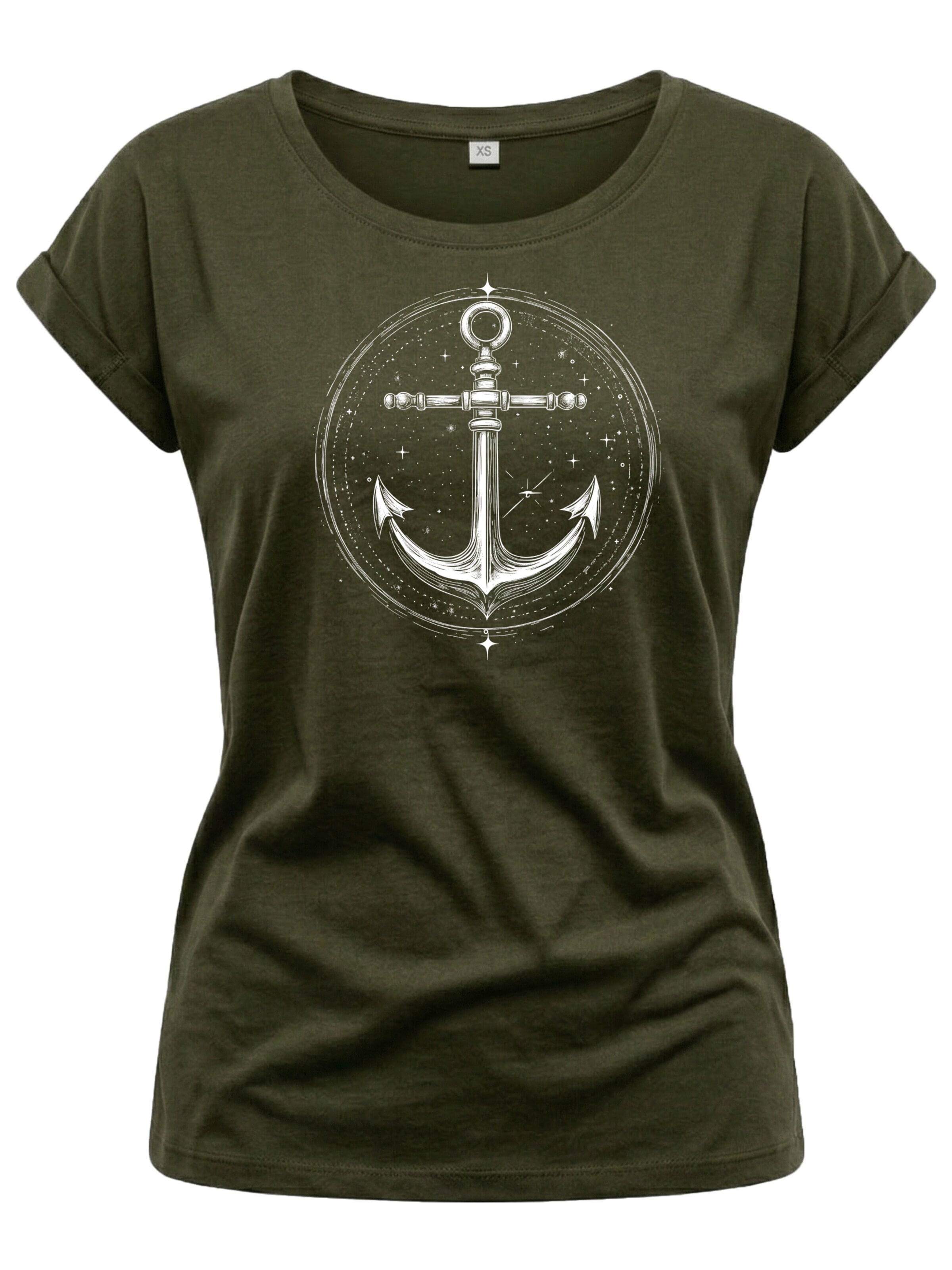 MAKAYA Shirt 'Space Anchor'‌‌‌‌‌‌ in Grün: Vorderseite