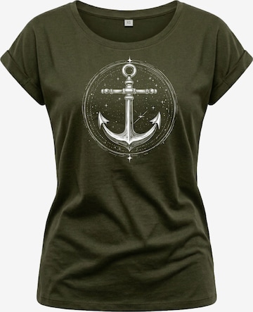 MAKAYA Shirt 'Space Anchor' in Grün: Vorderseite
