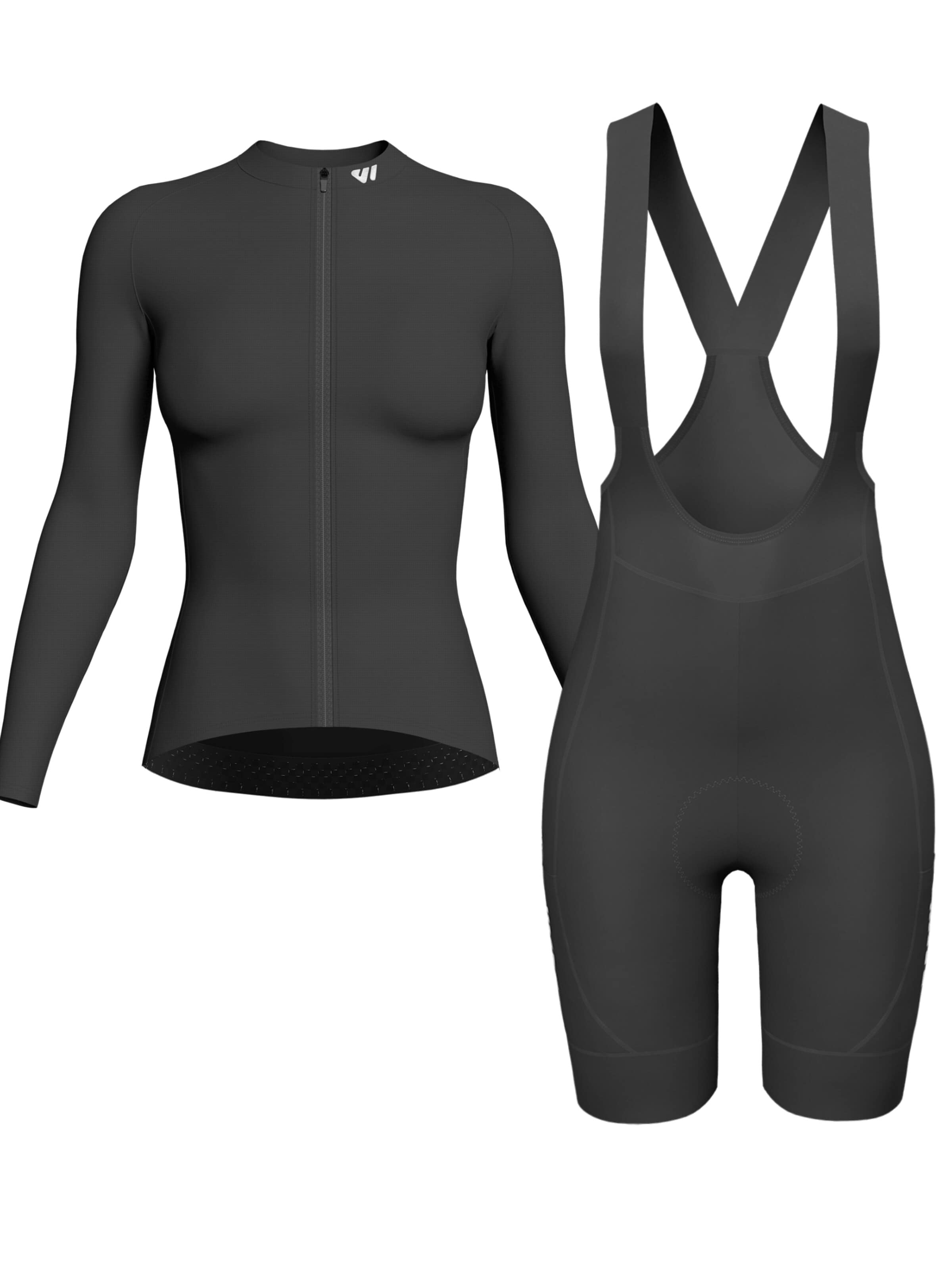 WULIBIKE Sweatsuit 'Wulibike Damen Radsport-Set 'Pro Transition' in Schwarz' in Black: front