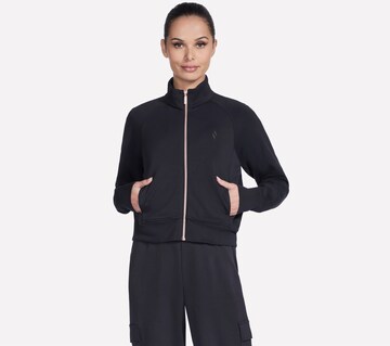 SKECHERS Athletic Zip-Up Hoodie in Black: front