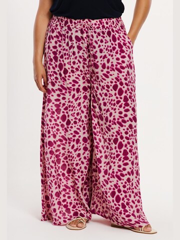 YOEK Wide leg Broek in Roze: voorkant