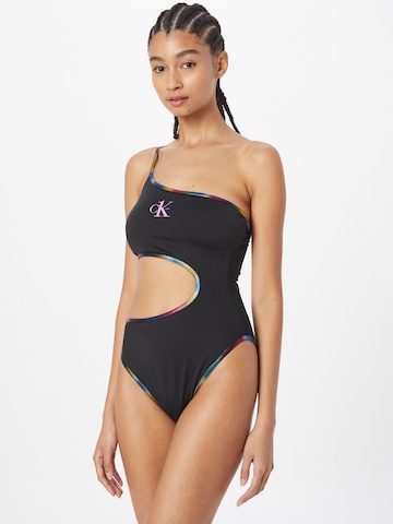 Calvin Klein Swimwear Bustier Enodelne kopalke 'Pride' | črna barva: sprednja stran