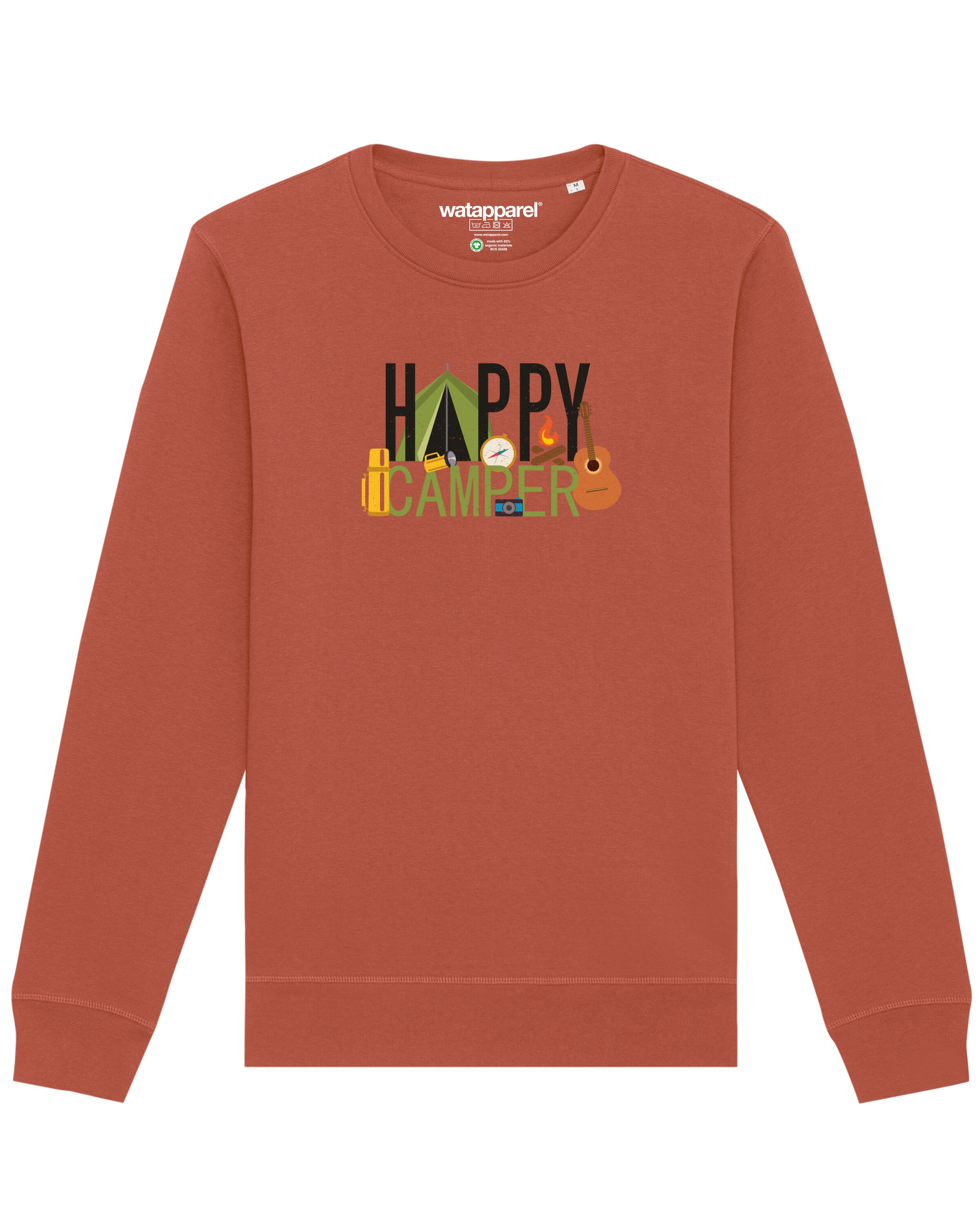Sweat-shirt ' Happy Camper ' Watapparel en marron : devant