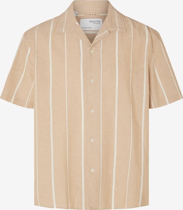 SELECTED HOMME Comfort fit Button Up Shirt in Beige: front