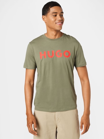 HUGO Μπλουζάκι 'Dulivio' σε πράσινο: μπροστά