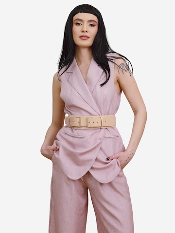 Haute Cuir Riem 'Double Buckle' in Beige