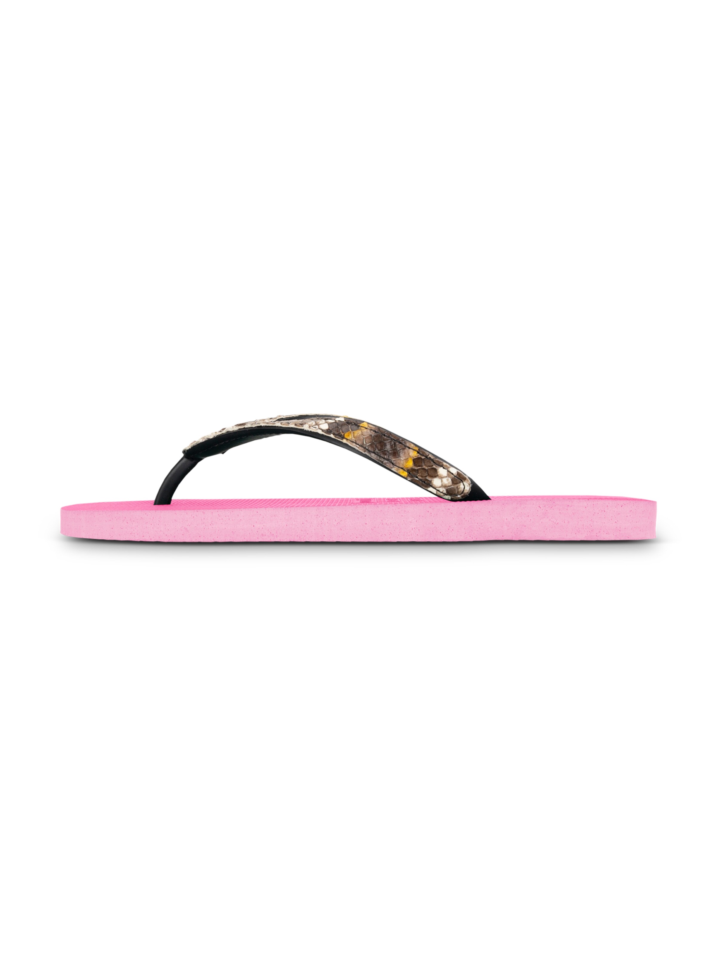 Uzurii Luxury Footwear T-Bar Sandals 'Python' in Pink: front