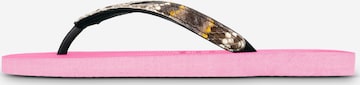 Uzurii Luxury Footwear T-Bar Sandals 'Python' in Pink: front