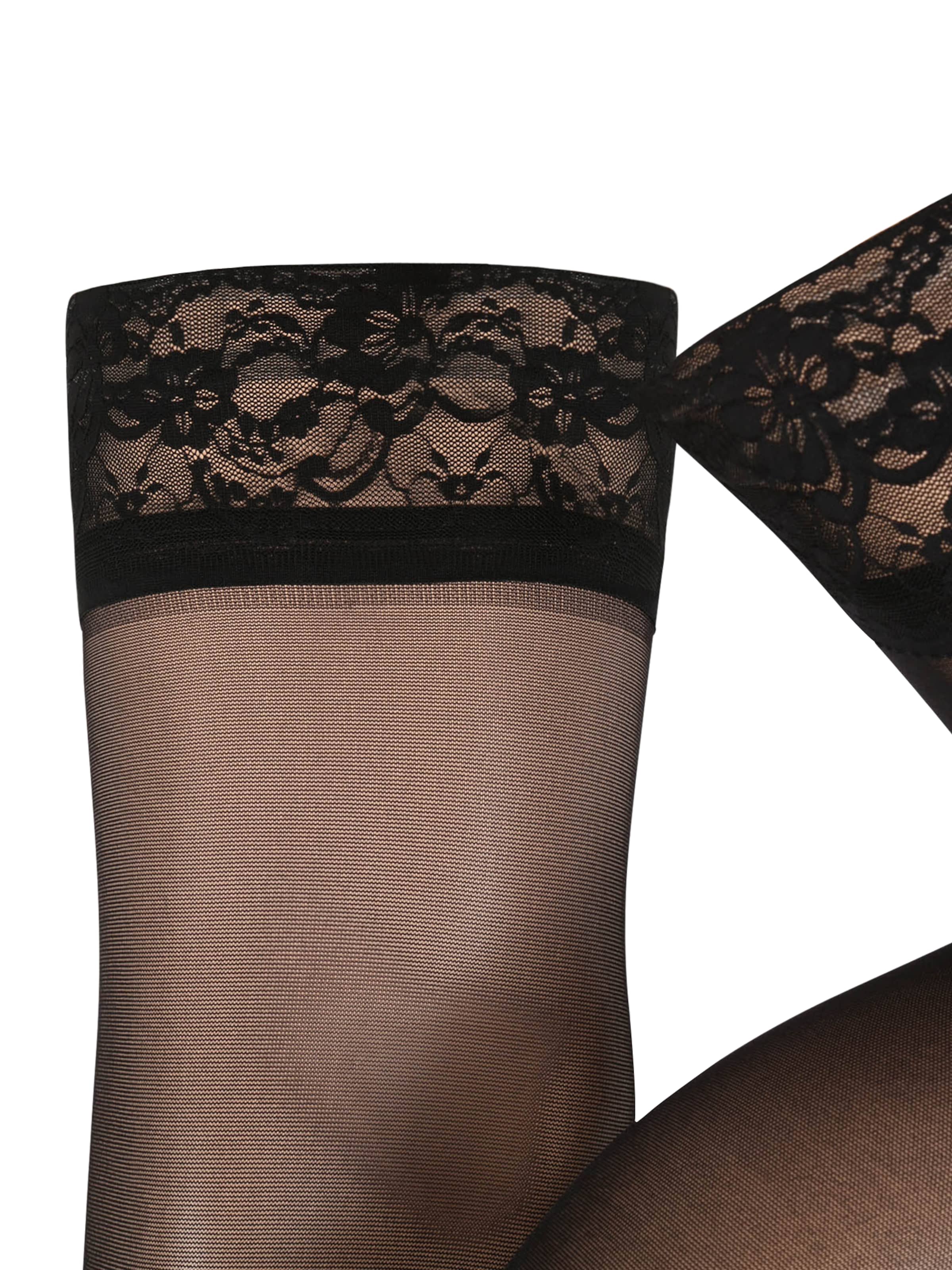 Lindex Najlonske nogavice 'Stay ups' | črna barva