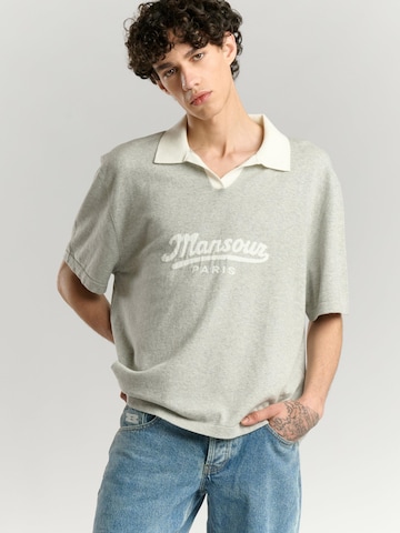 Mansour Sweatshirt 'Jacquard Knitted Polo' in Grau: Vorderseite