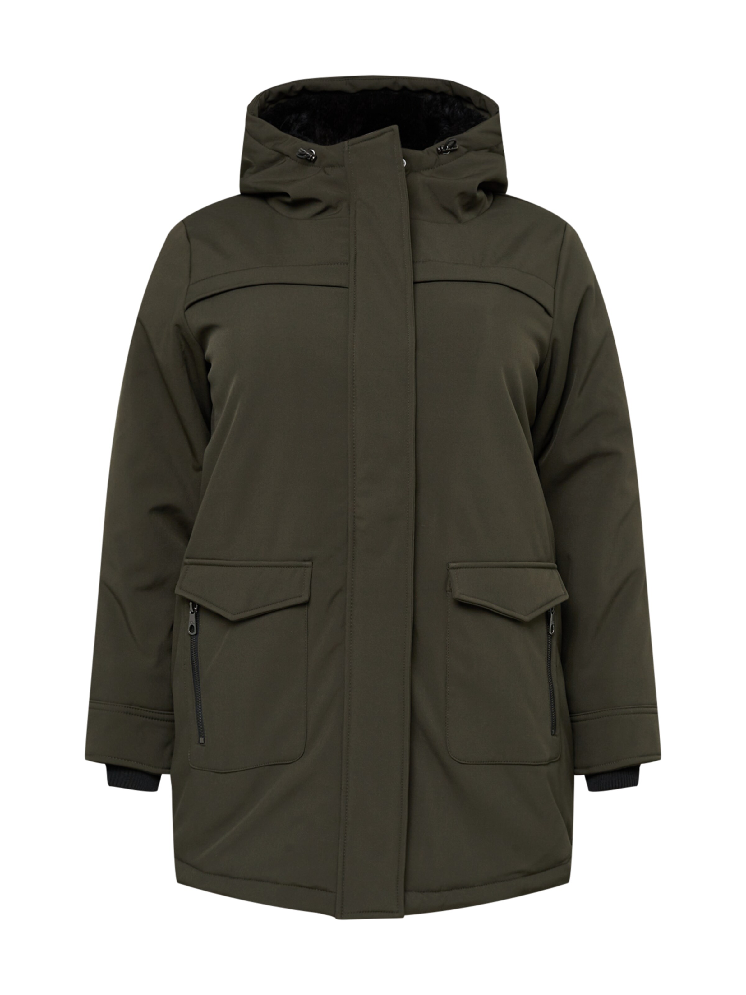 ONLY Carmakoma Prehoden plašč 'Maastricht' | zelena barva: sprednja stran