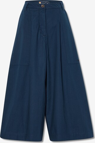 TIMBERLAND Zvonové kalhoty Kalhoty se sklady v pase – modrá: přední strana