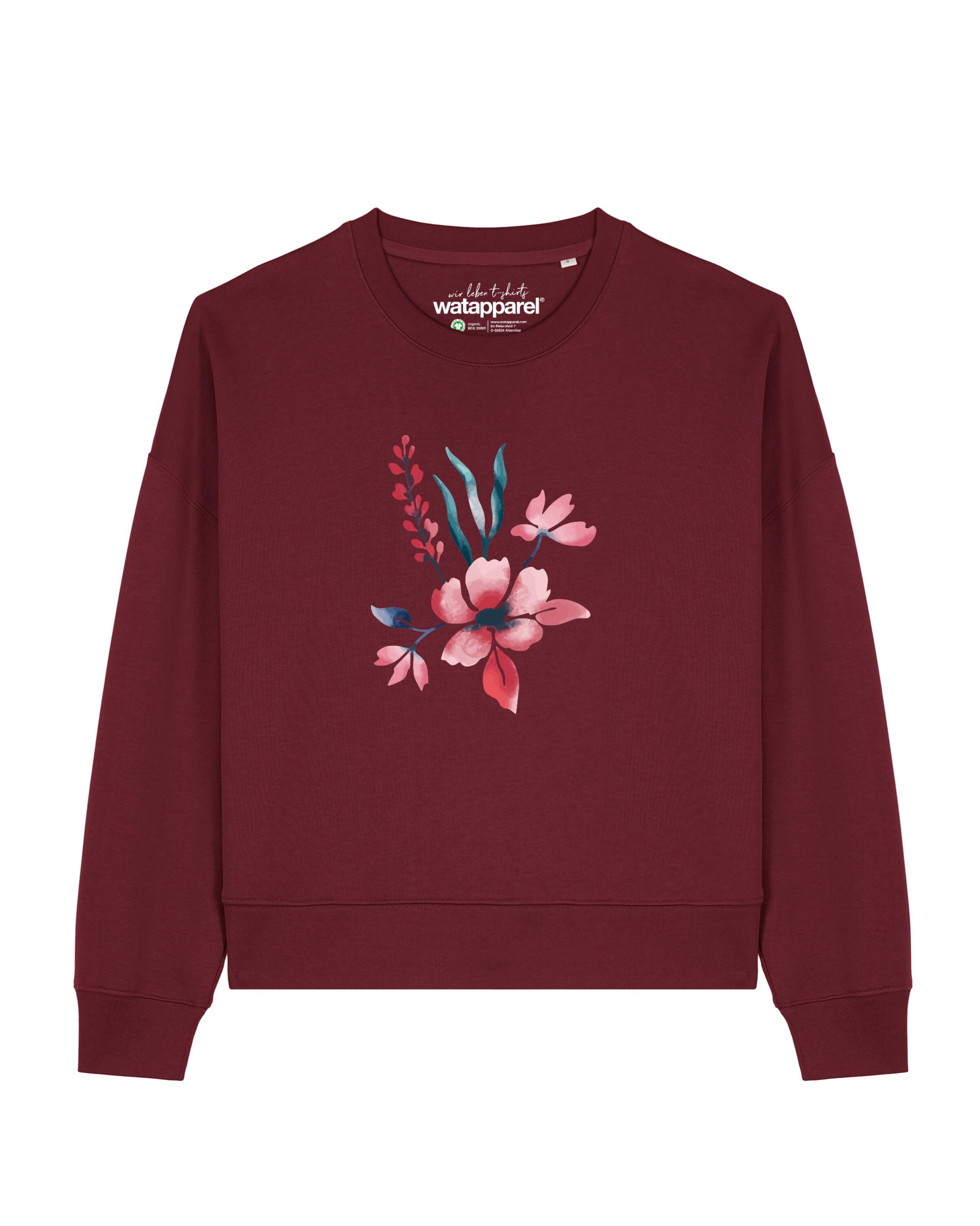 Watapparel Sweatshirt 'Blume in Wasserfarbe 01' in Red: front