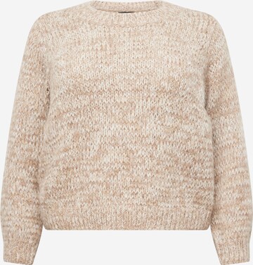 PIECES Curve Sweater 'NOMANA' in Brown: front