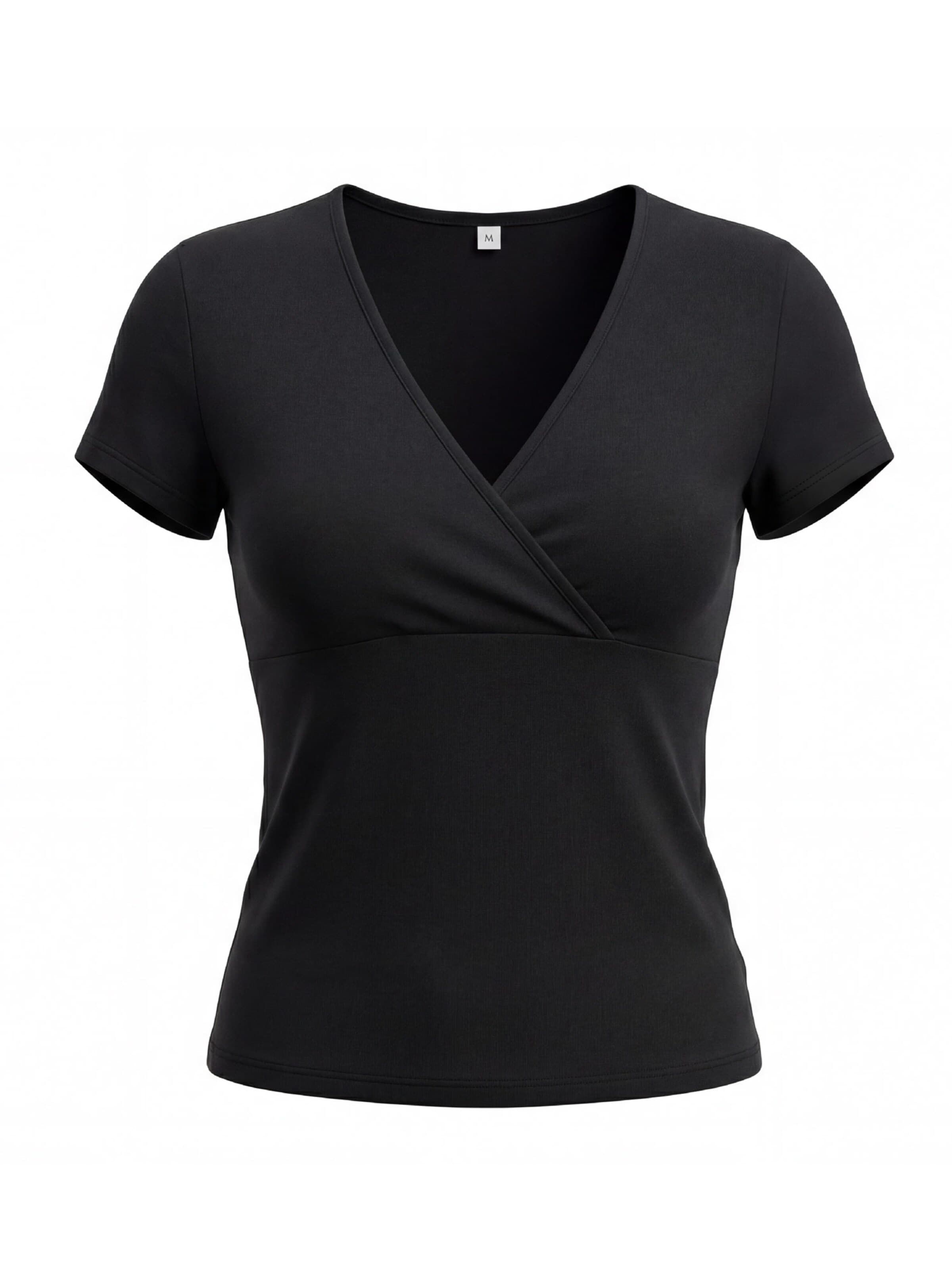MEETWEE Shirt 'V-neck slim fit black' in Zwart: voorkant
