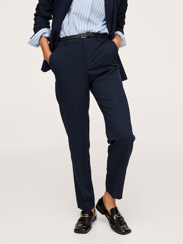 MANGO Regular Pleated Pants 'Boreal' in Blue: front