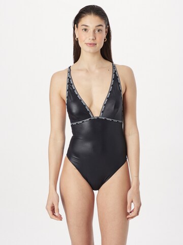 Calvin Klein Swimwear Triangle Swimsuit in Black: front