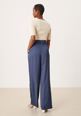 Wide Leg Pantalon à pince s.Oliver BLACK LABEL en bleu