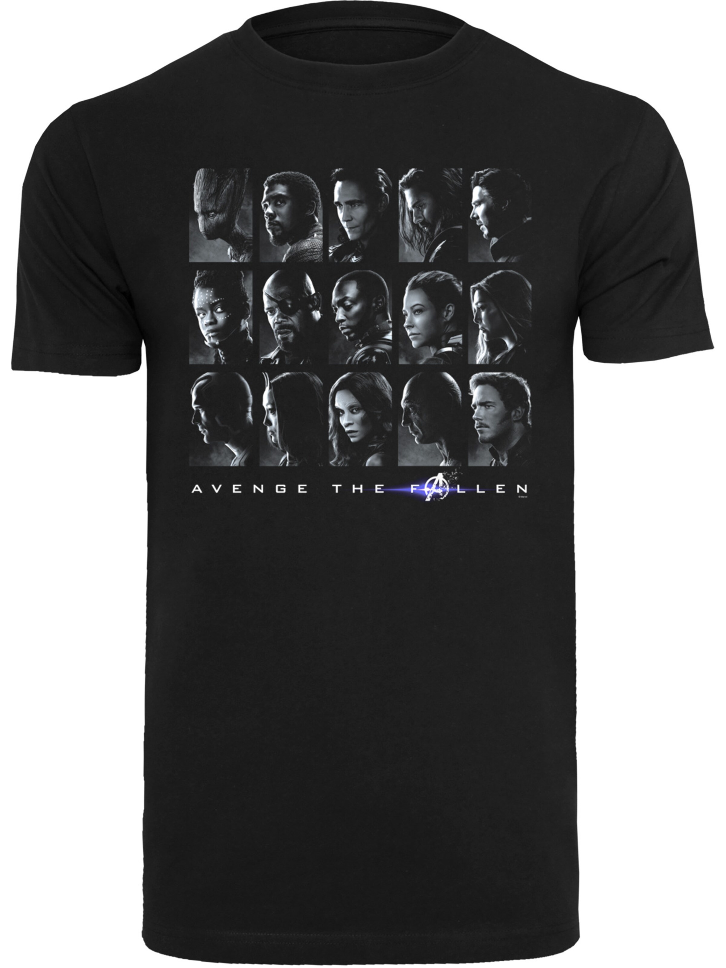 F4NT4STIC Shirt 'Marvel Avengers Endgame The Fallen Heroes' in Black: front