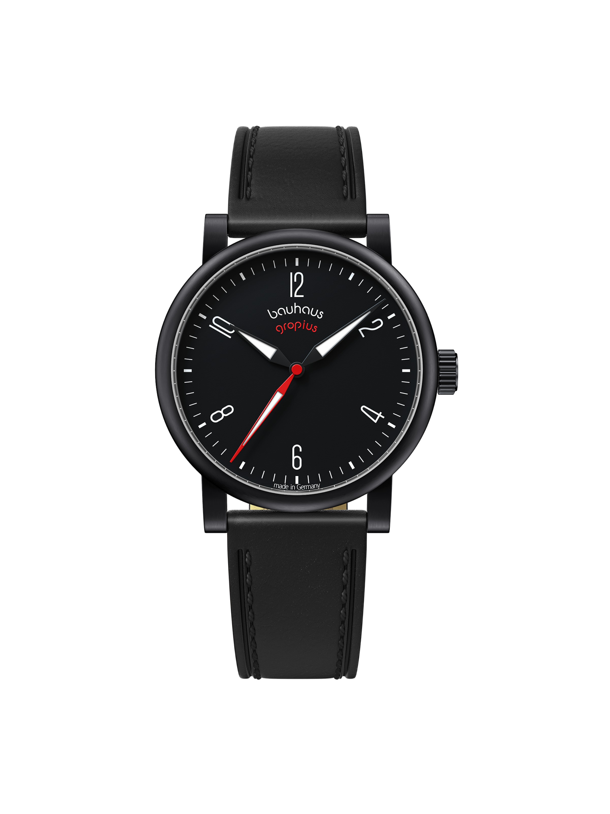WALTER GROPIUS Analog Watch 'KONTUR' in Black: front