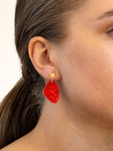 Fräulein Wunder Oorbellen 'Acetat Amy' in Rood