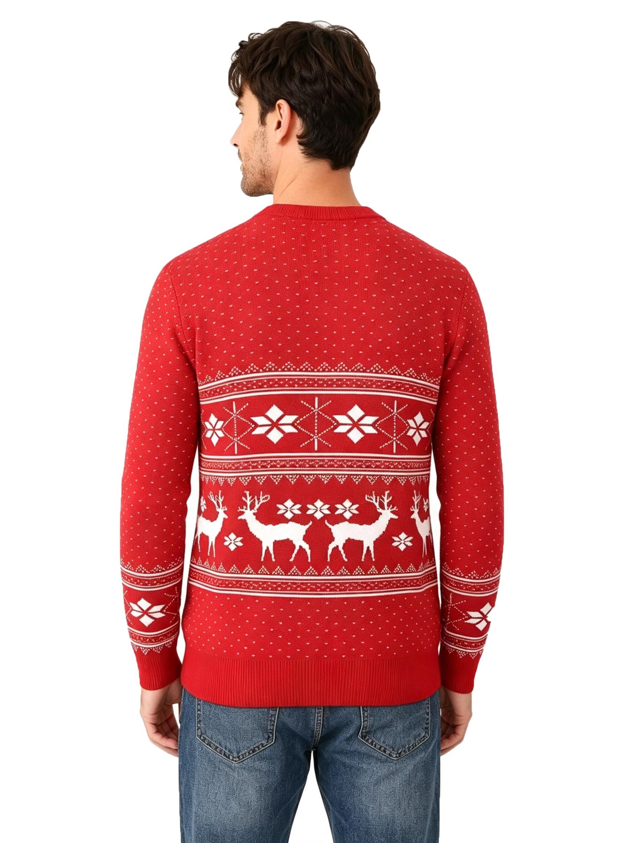 KoJooin Sweater 'Weihnachtspullover für Herren Rundhalsausschnitt Langarm Pullover' in Red
