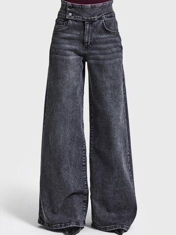 IT'S BASIC Wide leg Jeans 'Palazzo Mid Rise Jeans (Lenght 32)' in Grijs