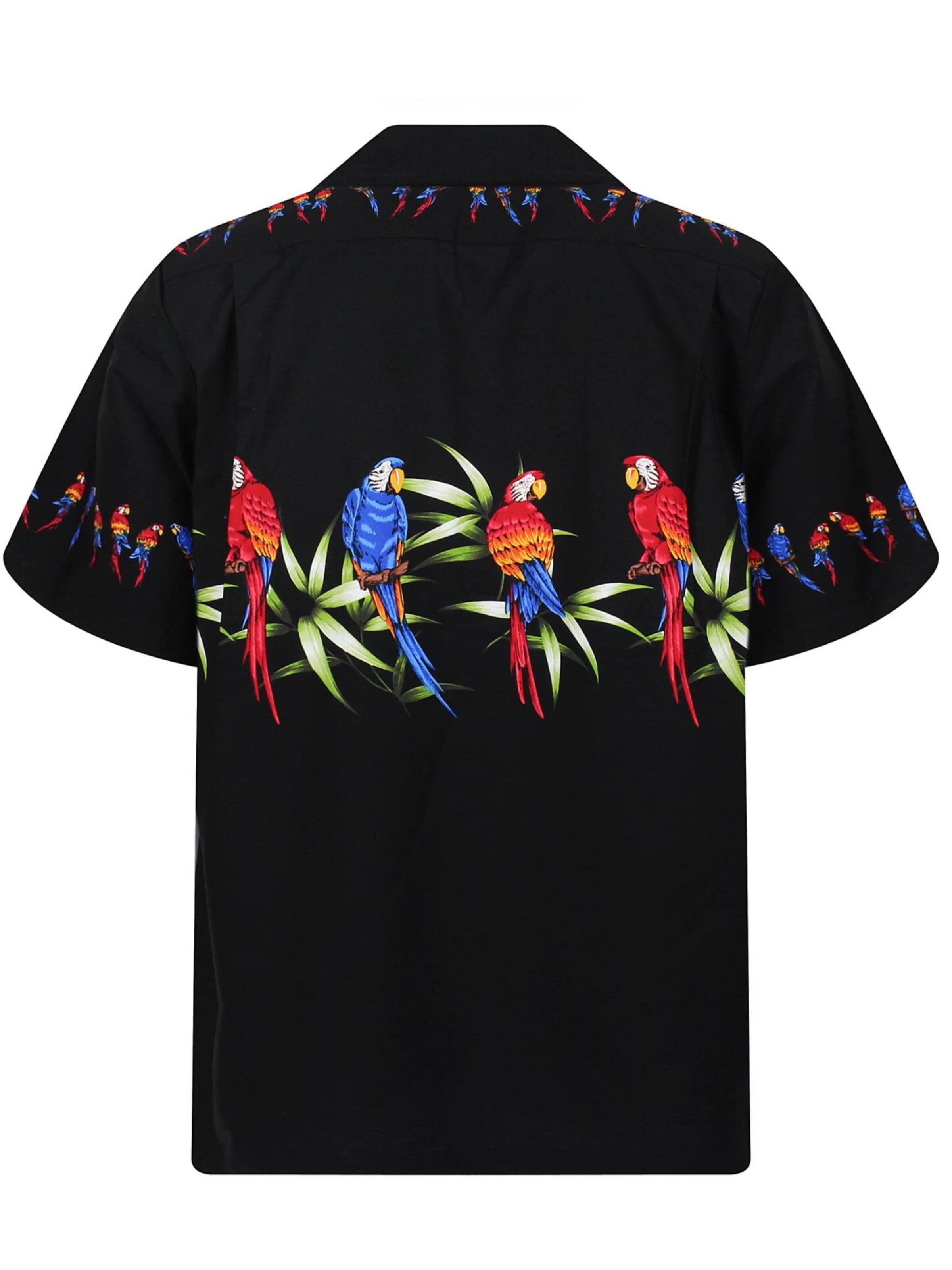 Pacific Legend Regular fit Button Up Shirt 'Papagei' in Black
