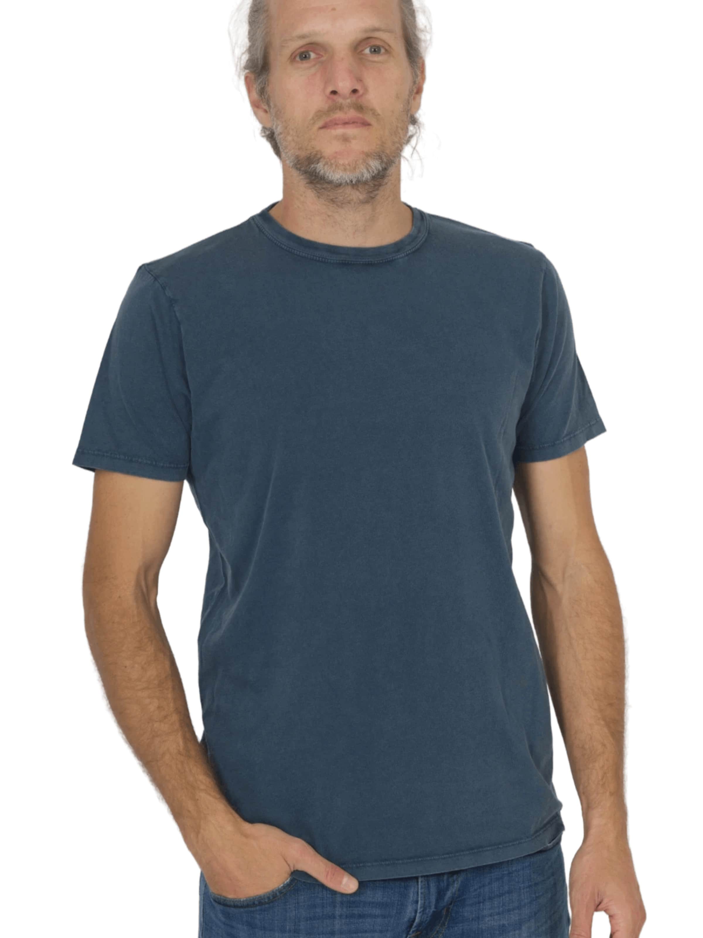 Life-Tree Shirt 'Organic Basic Washed Blue' in Blue