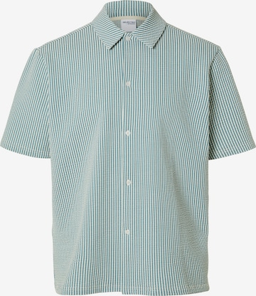 SELECTED HOMME Regular fit Button Up Shirt 'Ben Seersucker' in Green: front