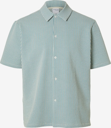 SELECTED HOMME Regularny krój Koszula 'Ben Seersucker' w kolorze zielony: przód