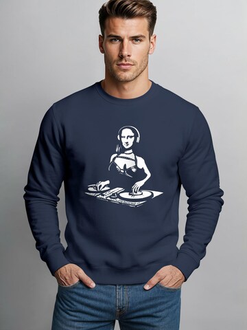 Neverless Sweatshirt 'Mona Lisa DJ' in Blue