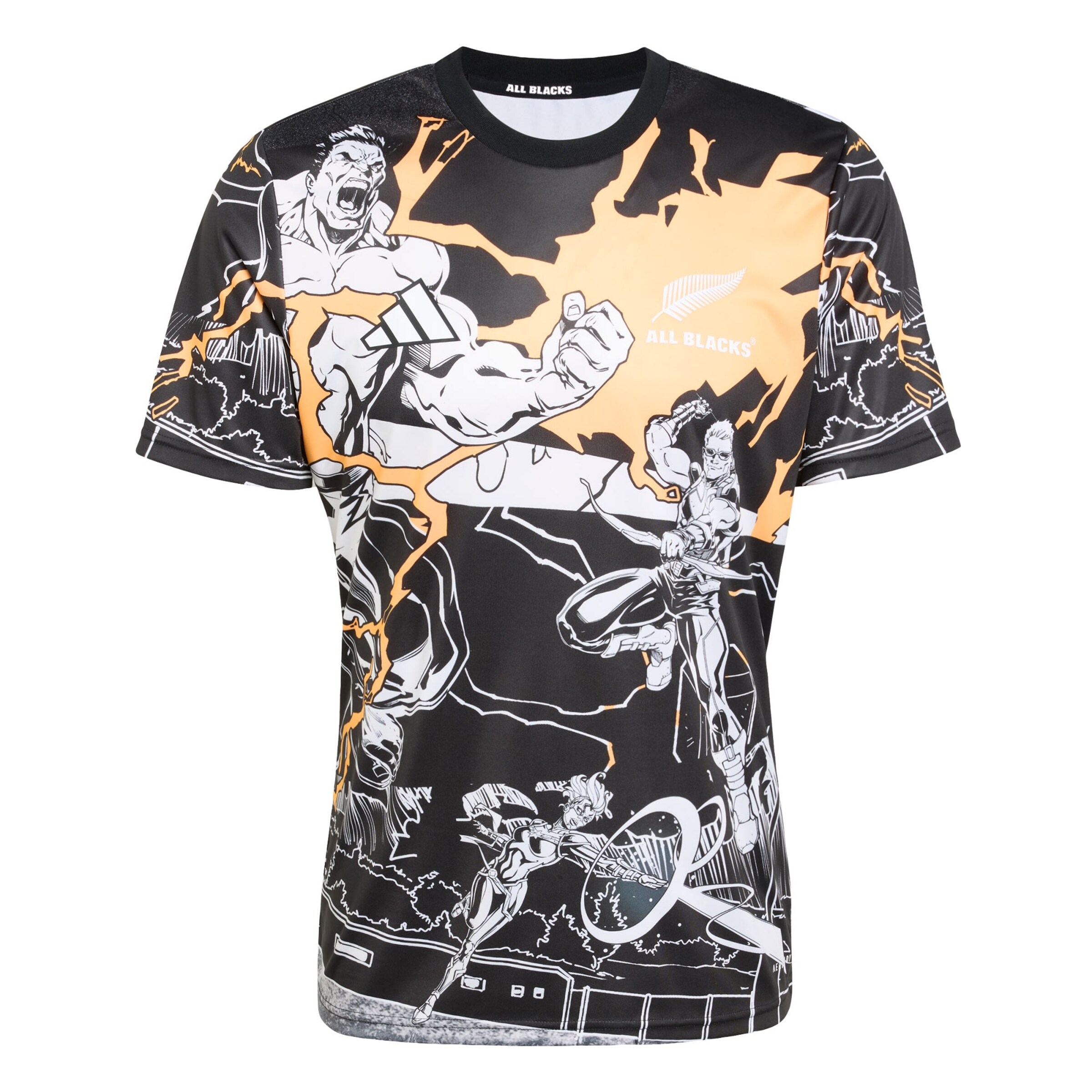 ADIDAS PERFORMANCE - Camiseta funcional 'All Blacks Marvel Captains' en negro: frente
