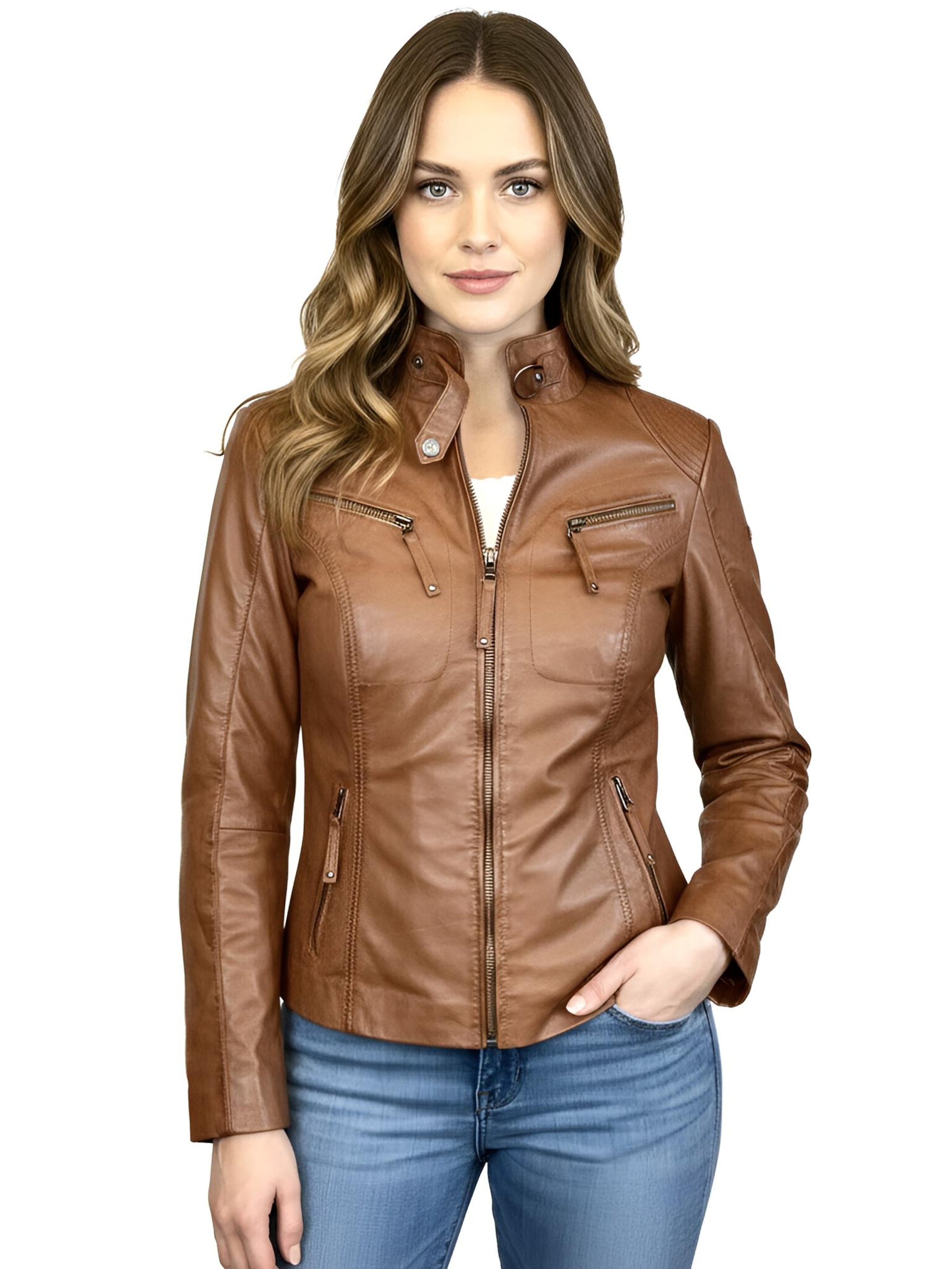 CABRINI Tussenjas 'Hailey' in Bruin: voorkant