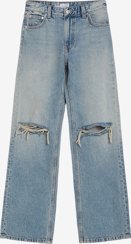 Wide leg Jeans de la Bershka pe albastru: față