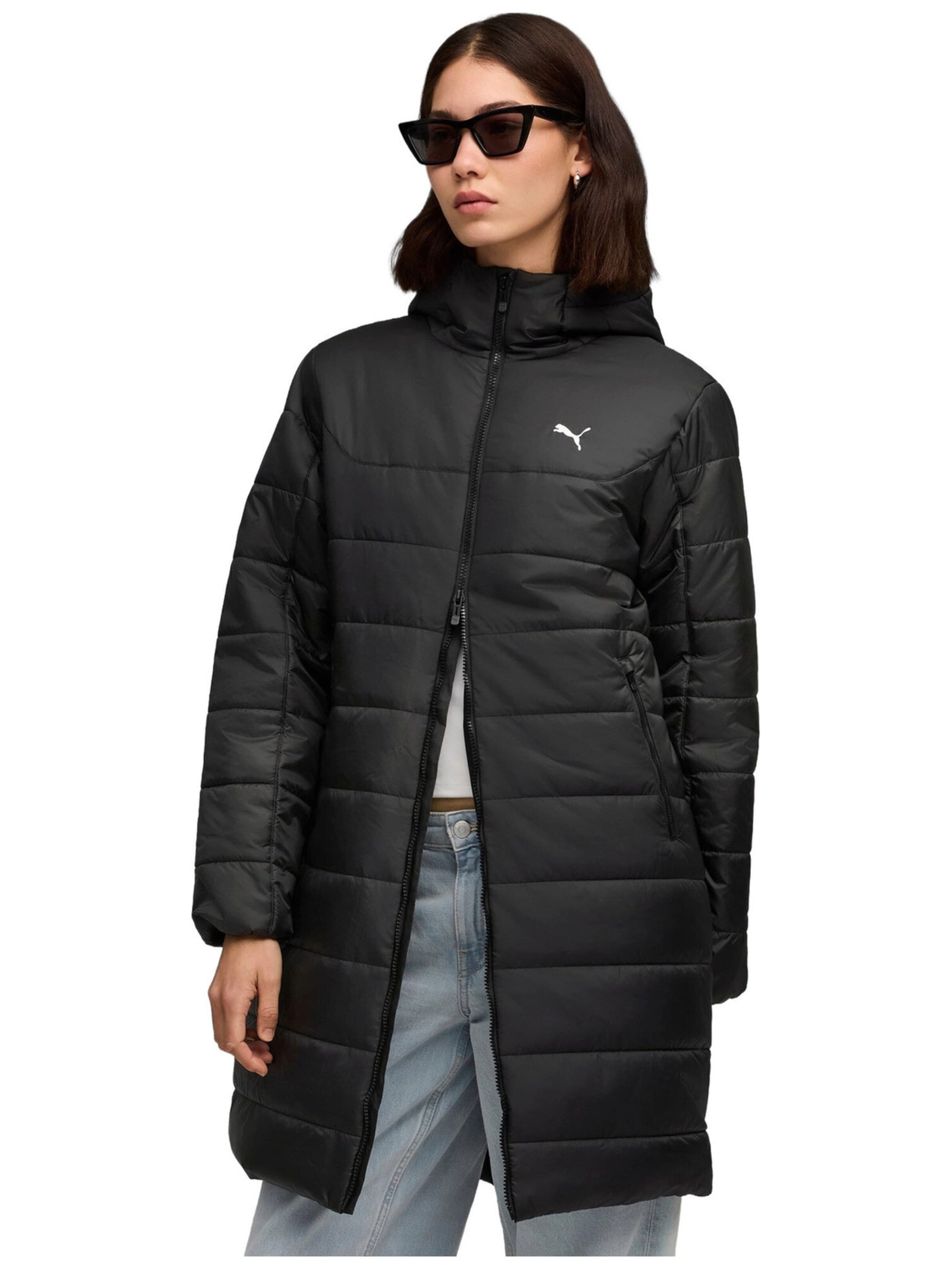 PUMA Tussenjas 'Puma Ess Hooded Padded Parka' in Zwart: voorkant