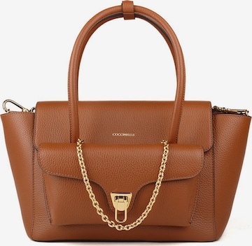 Coccinelle Handtas 'Coccinelle Double Beat Handbag Grained Leather' in Bruin: voorkant