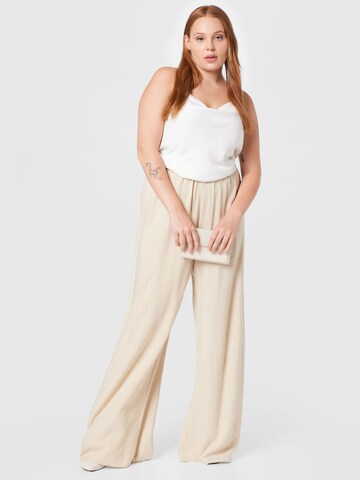 Nasty Gal Plus Wide leg Trousers in Beige