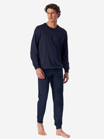 SCHIESSER Pyjamas lang 'Comfort Essentials' i blå
