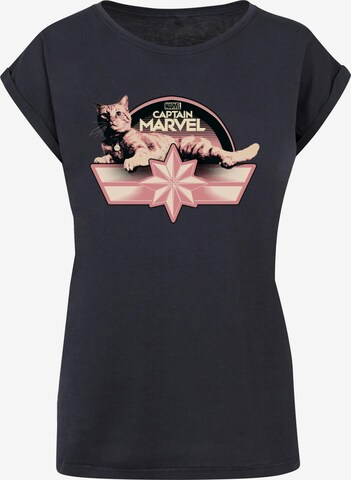 ABSOLUTE CULT Shirt 'Captain Marvel - Chillin Goose' in Blauw: voorkant