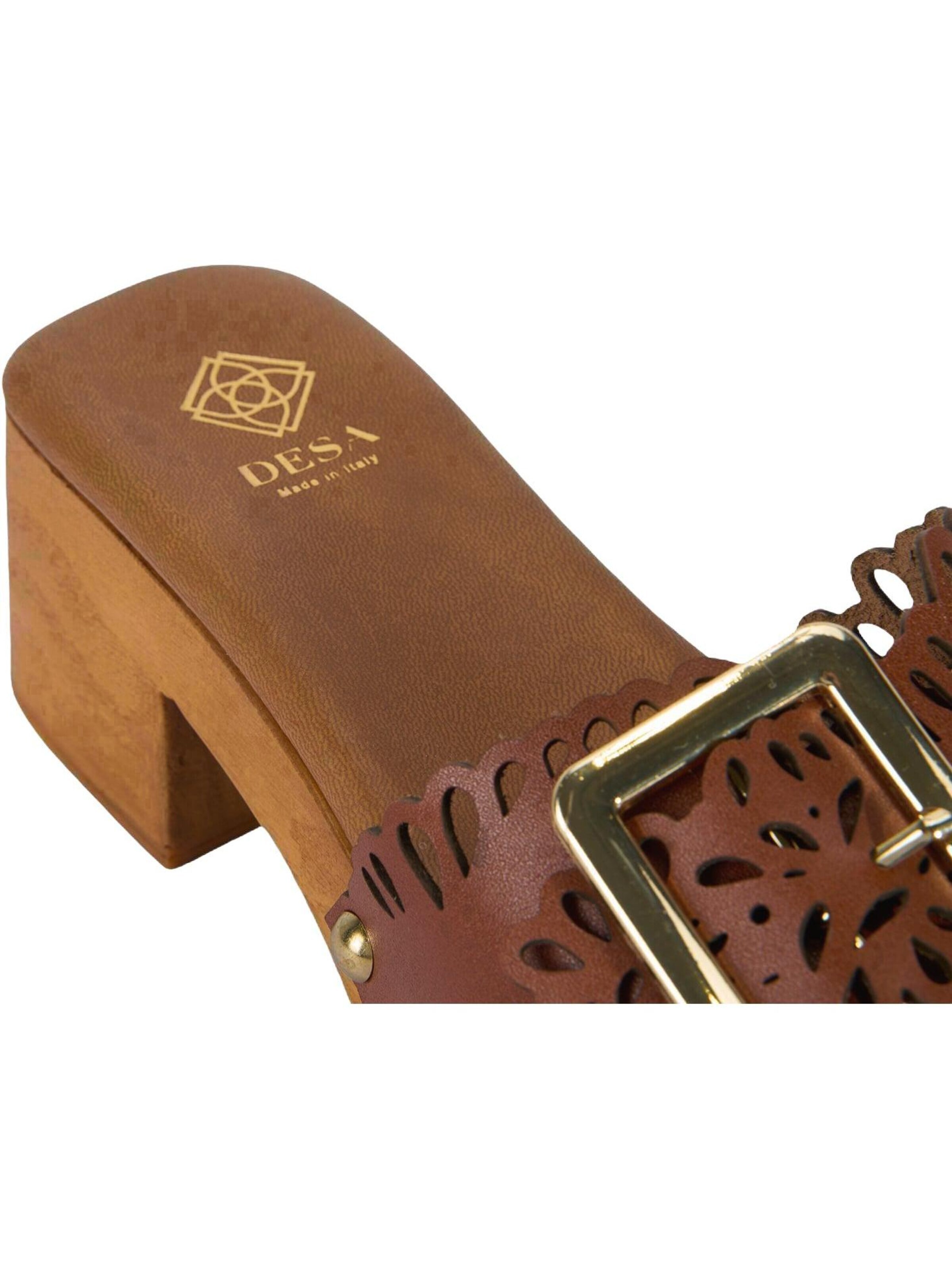 Desa Slipper 'Pantoletten mit Blockabsatz' in Brown