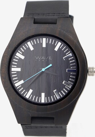 Wave Hawaii Analoog horloge ' Ebenholz/Leder ' in Zwart