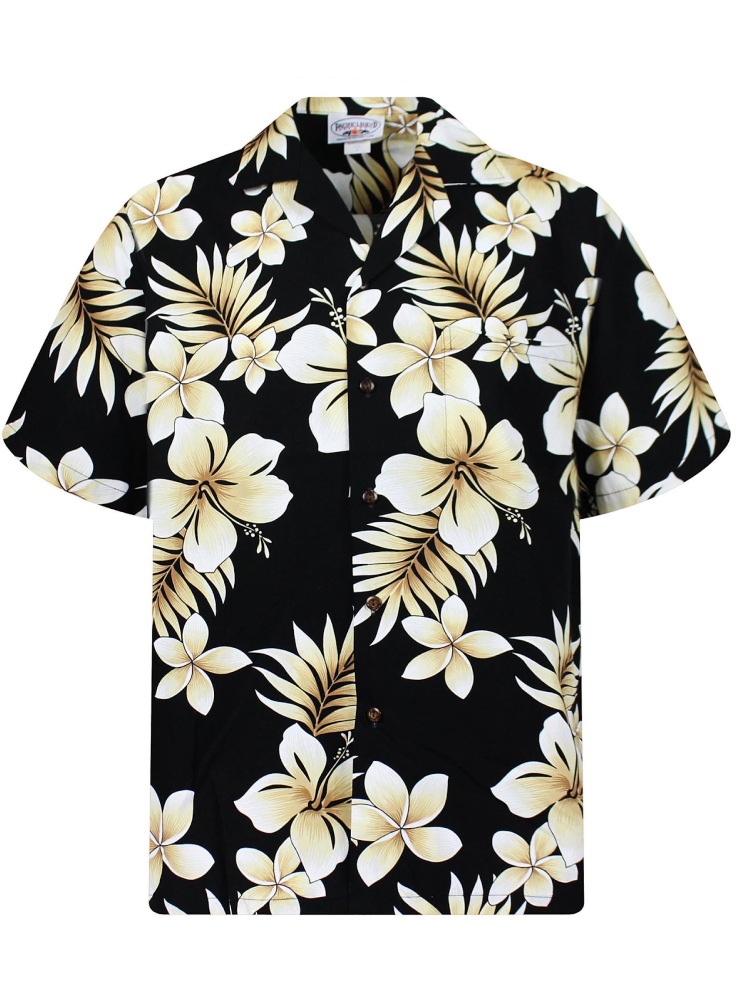 Pacific Legend Hemd 'Goldblume' in Schwarz: Vorderseite