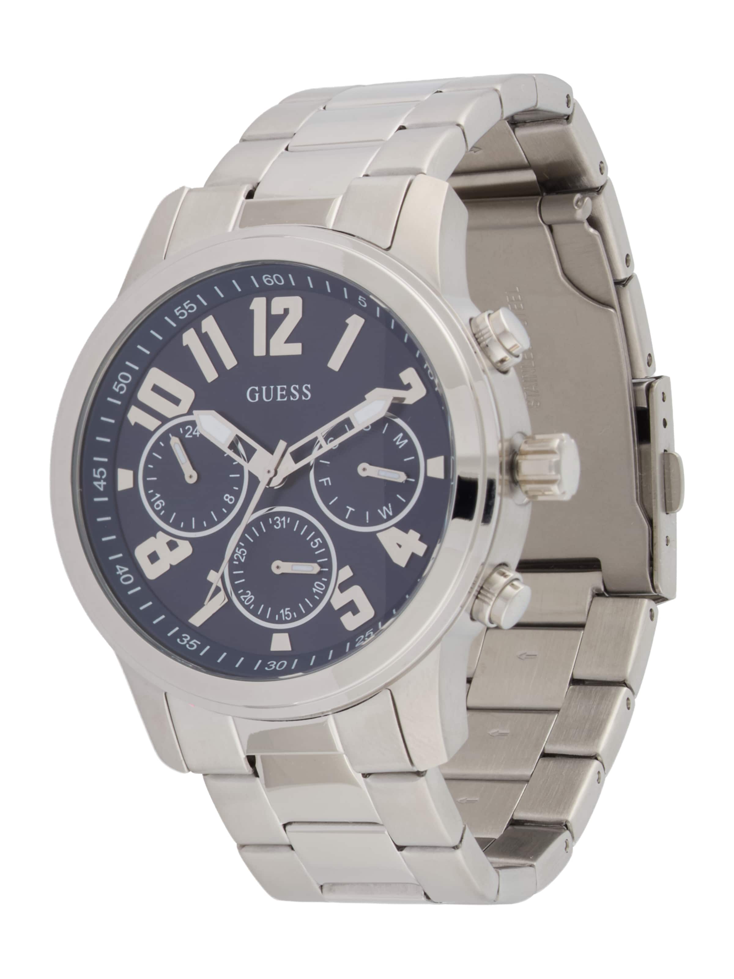 GUESS Аналоговые часы 'Parker' в Серебристый: спереди