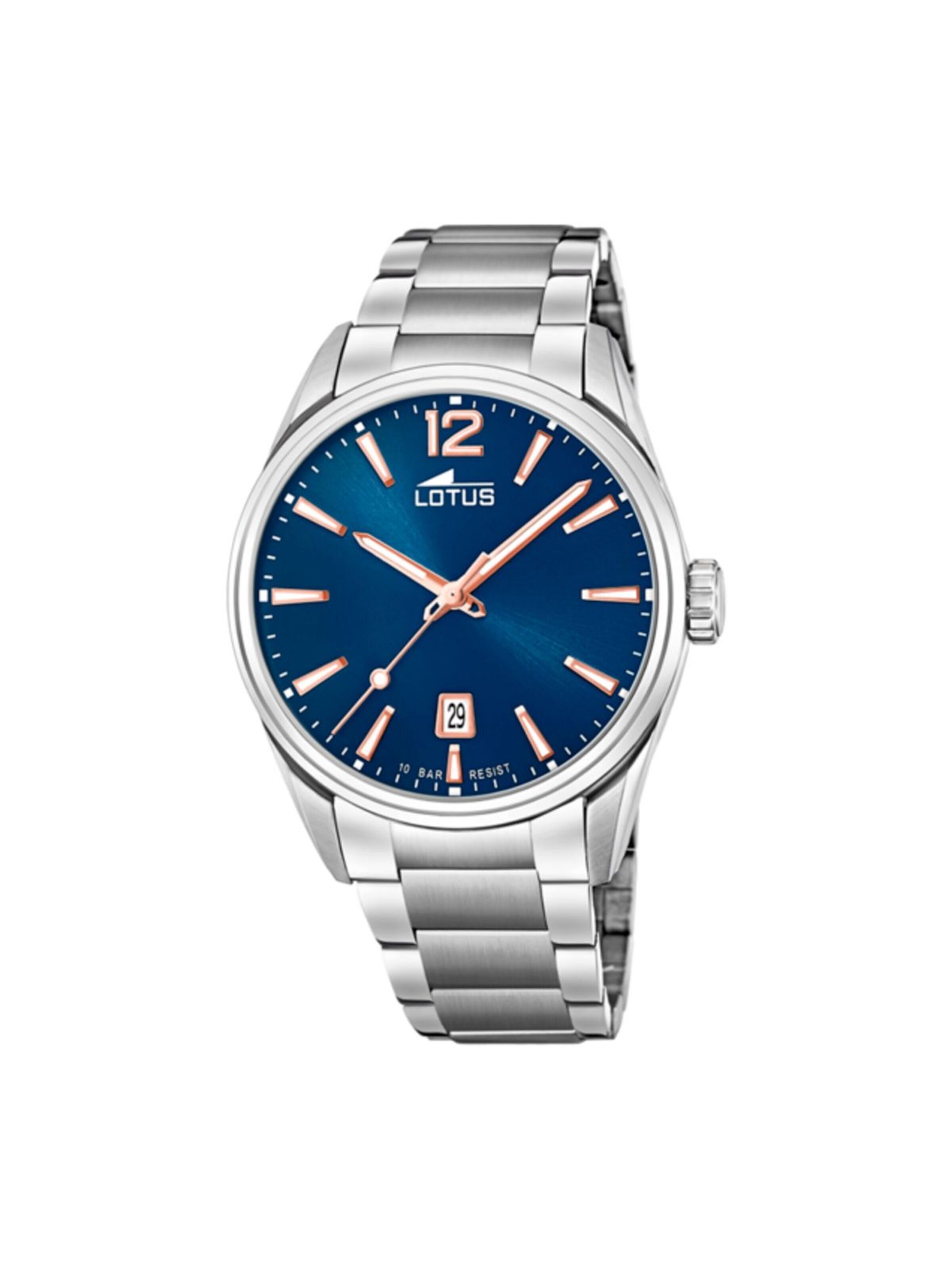 Lotus Analoog horloge in Blauw: voorkant