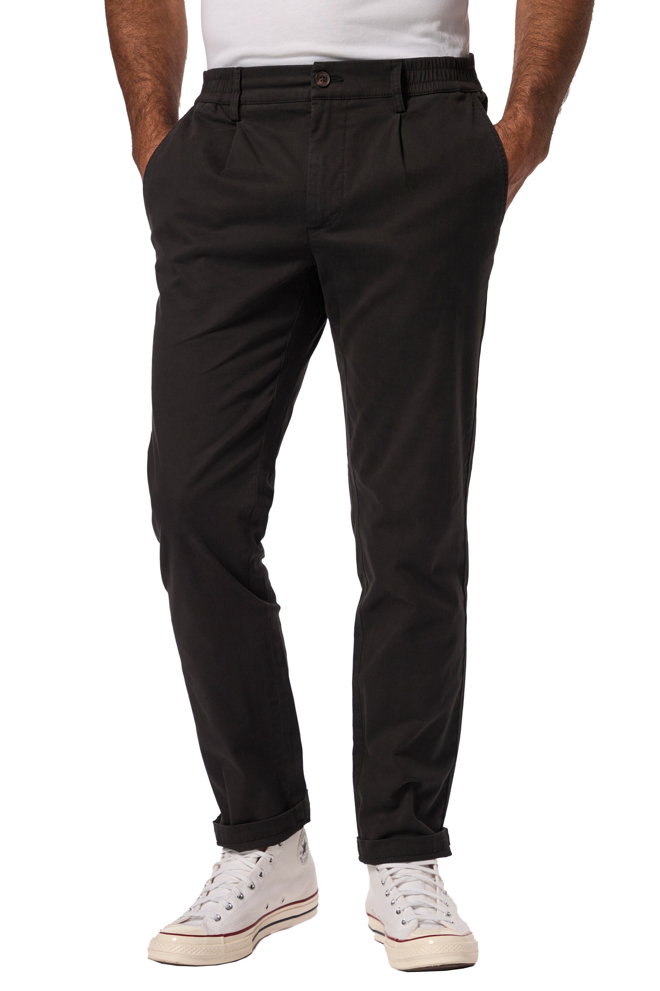 JP1880 Slimfit Chino in Zwart: voorkant