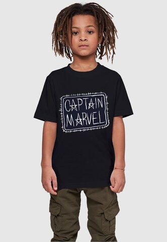 ABSOLUTE CULT Shirt 'Captain Marvel - Chest Patch' in Zwart: voorkant