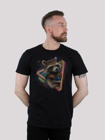 T-Shirt 'Guardians of the Galaxy Neon Rocket' F4NT4STIC en noir : devant