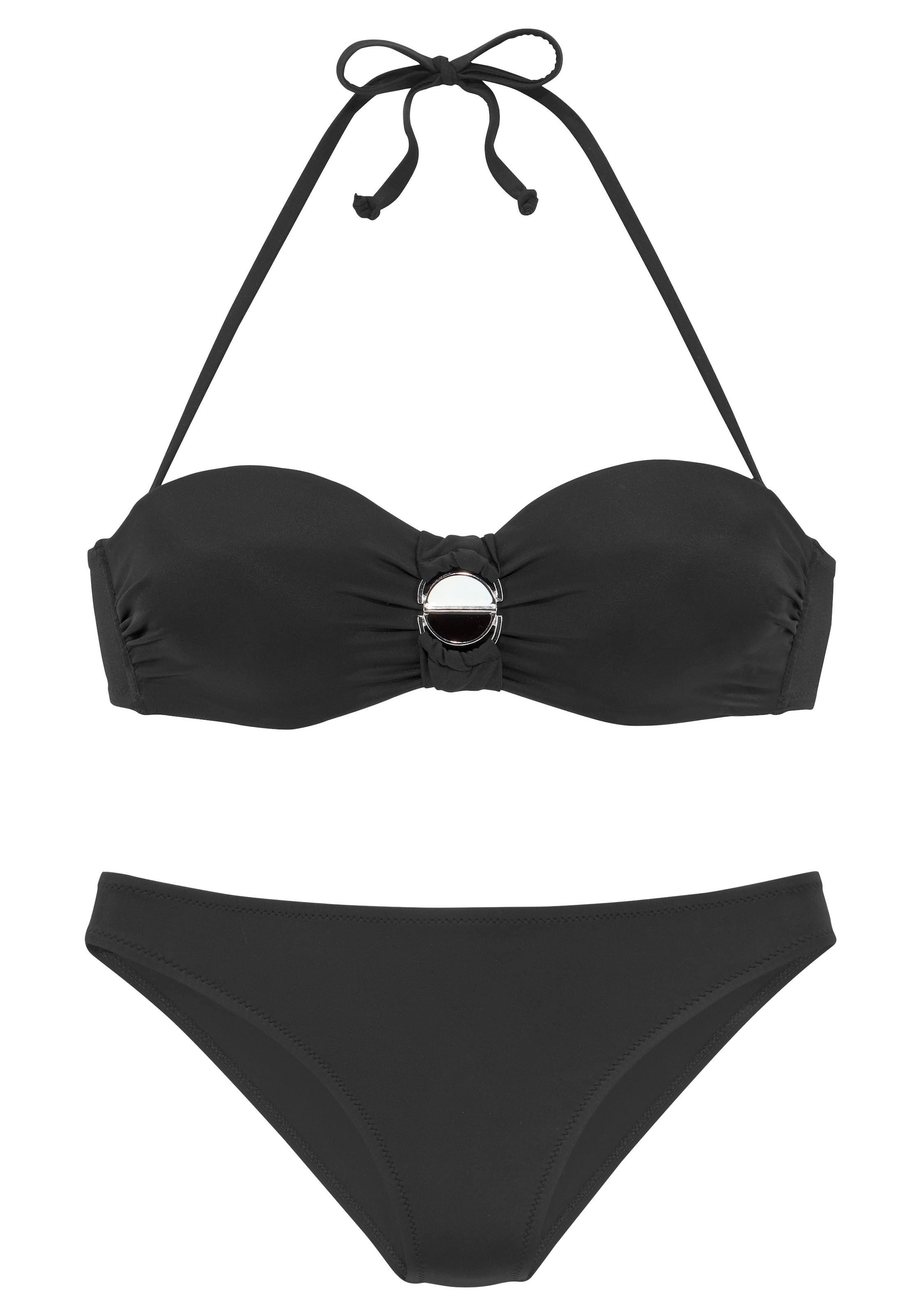 JETTE Bandeau Bikini in Schwarz: Vorderseite